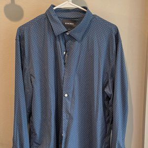 Blue Polka-Dot Bonobos Standard Fit Dress Shirt, Size L